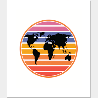 Earth Day Retro Vintage Planet Orange Outline April 22 Posters and Art